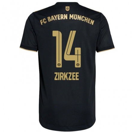 Kinder Fußball Joshua Zirkzee #14 Schwarz Auswärtstrikot Trikot 2021/22 T-shirt