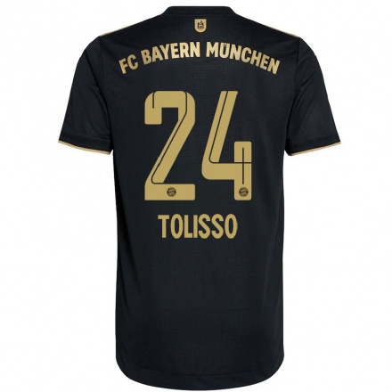 Kinder Fußball Corentin Tolisso #24 Schwarz Auswärtstrikot Trikot 2021/22 T-shirt
