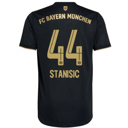Kinder Fußball Josip Stanisic #44 Schwarz Auswärtstrikot Trikot 2021/22 T-Shirt
