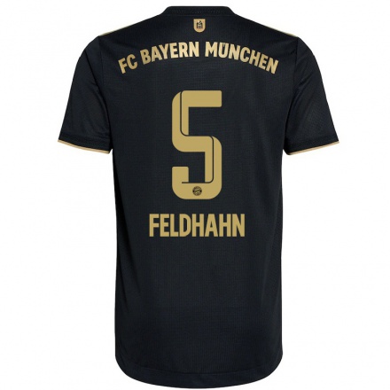 Kinder Fußball Nicolas Feldhahn #5 Schwarz Auswärtstrikot Trikot 2021/22 T-shirt