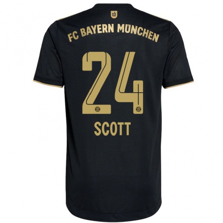 Kinder Fußball Christopher Scott #24 Schwarz Auswärtstrikot Trikot 2021/22 T-Shirt