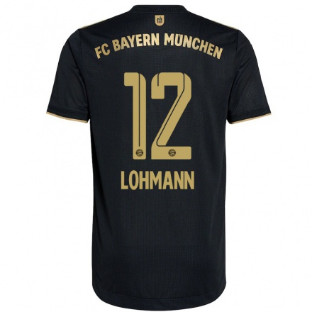 Kinder Fußball Sydney Lohmann #12 Schwarz Auswärtstrikot Trikot 2021/22 T-shirt