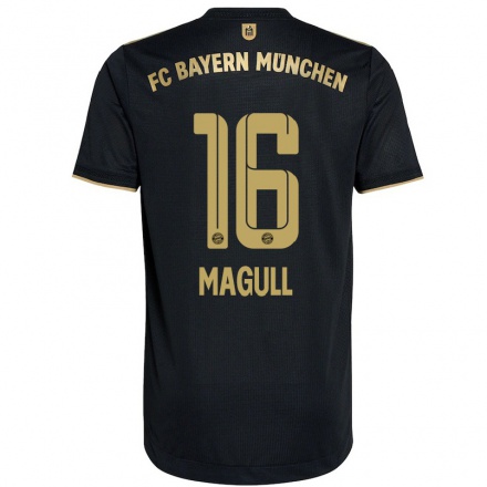 Kinder Fußball Lina Magull #16 Schwarz Auswärtstrikot Trikot 2021/22 T-shirt