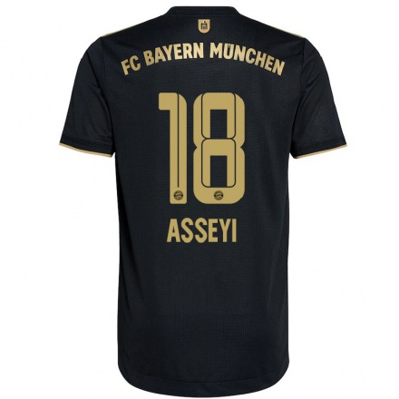 Kinder Fußball Viviane Asseyi #18 Schwarz Auswärtstrikot Trikot 2021/22 T-Shirt