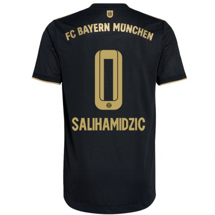 Kinder Fußball Nick Salihamidzic #0 Schwarz Auswärtstrikot Trikot 2021/22 T-Shirt