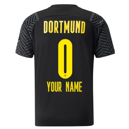 Kinder Fußball Dein Name #0 Grad Schwarz Auswärtstrikot Trikot 2021/22 T-Shirt