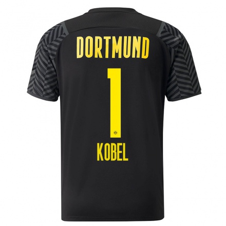 Kinder Fußball Gregor Kobel #1 Grad Schwarz Auswärtstrikot Trikot 2021/22 T-shirt