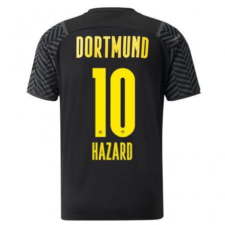 Kinder Fußball Thorgan Hazard #10 Grad Schwarz Auswärtstrikot Trikot 2021/22 T-Shirt