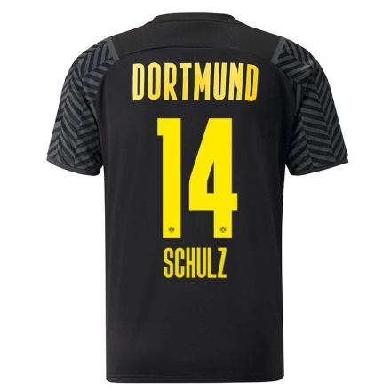 Kinder Fußball Nico Schulz #14 Grad Schwarz Auswärtstrikot Trikot 2021/22 T-Shirt