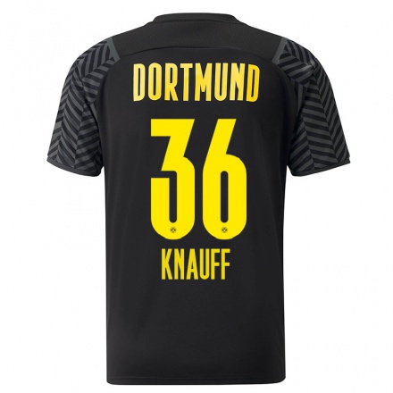 Kinder Fußball Ansgar Knauff #36 Grad Schwarz Auswärtstrikot Trikot 2021/22 T-Shirt