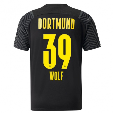 Kinder Fußball Marius Wolf #39 Grad Schwarz Auswärtstrikot Trikot 2021/22 T-Shirt