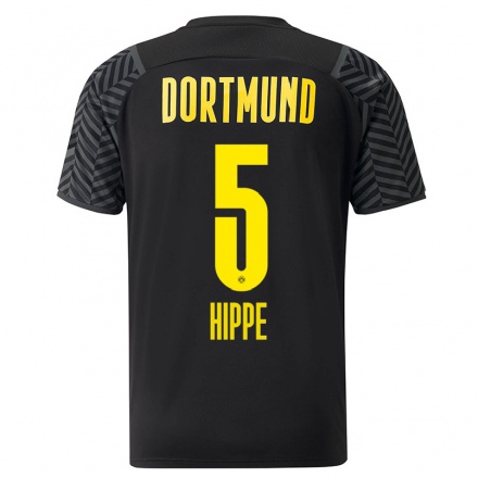 Kinder Fußball Maximilian Hippe #5 Grad Schwarz Auswärtstrikot Trikot 2021/22 T-shirt
