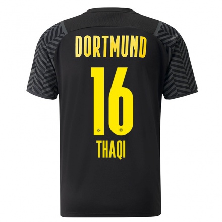Kinder Fußball Albin Thaqi #16 Grad Schwarz Auswärtstrikot Trikot 2021/22 T-shirt