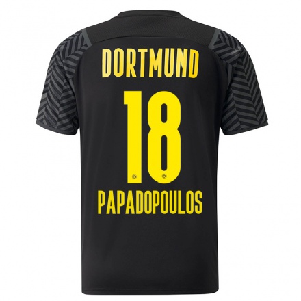 Kinder Fußball Antonios Papadopoulos #18 Grad Schwarz Auswärtstrikot Trikot 2021/22 T-Shirt