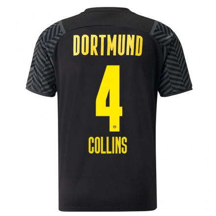Kinder Fußball Nnamdi Collins #4 Grad Schwarz Auswärtstrikot Trikot 2021/22 T-Shirt