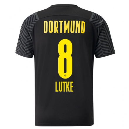 Kinder Fußball Dennis Lutke-Frie #8 Grad Schwarz Auswärtstrikot Trikot 2021/22 T-Shirt