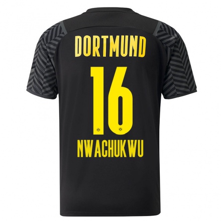 Kinder Fußball Isaak Nwachukwu #16 Grad Schwarz Auswärtstrikot Trikot 2021/22 T-Shirt