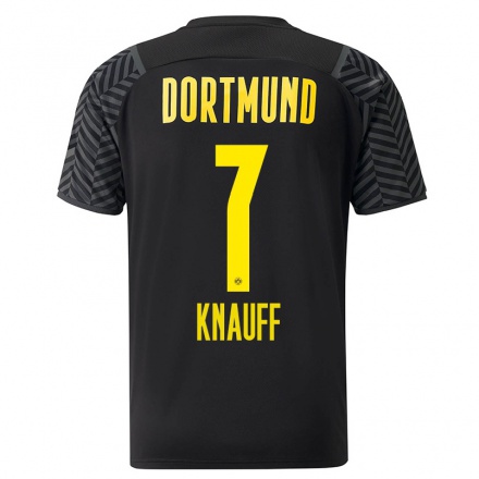 Kinder Fußball Ansgar Knauff #7 Grad Schwarz Auswärtstrikot Trikot 2021/22 T-Shirt