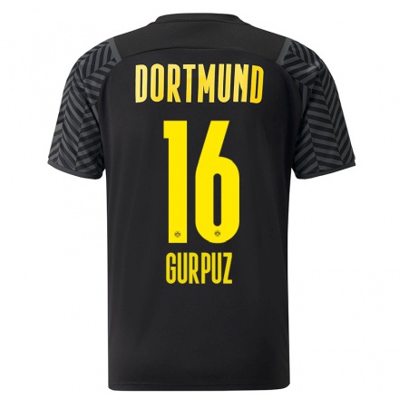 Kinder Fußball Goktan Gurpuz #16 Grad Schwarz Auswärtstrikot Trikot 2021/22 T-shirt