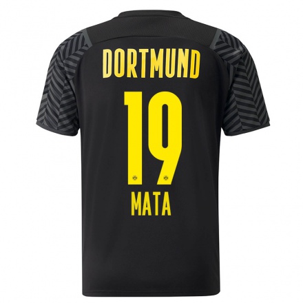 Kinder Fußball Ken Mata #19 Grad Schwarz Auswärtstrikot Trikot 2021/22 T-Shirt
