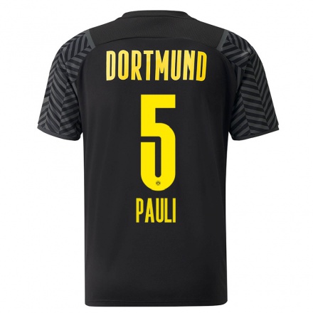Kinder Fußball Julian Pauli #5 Grad Schwarz Auswärtstrikot Trikot 2021/22 T-shirt