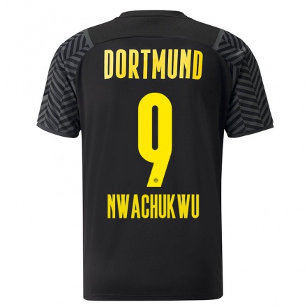 Kinder Fußball Isaak Nwachukwu #9 Grad Schwarz Auswärtstrikot Trikot 2021/22 T-shirt