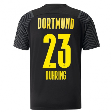 Kinder Fußball Marc Niclas Duhring #23 Grad Schwarz Auswärtstrikot Trikot 2021/22 T-Shirt