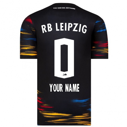 Kinder Fußball Dein Name #0 Schwarz Gelb Auswärtstrikot Trikot 2021/22 T-Shirt