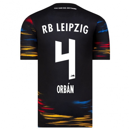 Kinder Fußball Willi Orban #4 Schwarz Gelb Auswärtstrikot Trikot 2021/22 T-Shirt