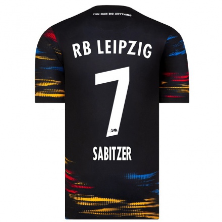 Kinder Fußball Marcel Sabitzer #7 Schwarz Gelb Auswärtstrikot Trikot 2021/22 T-Shirt