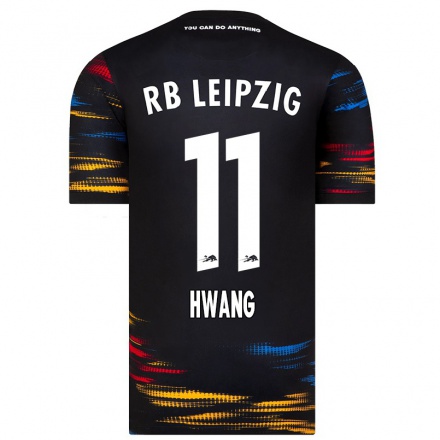 Kinder Fußball Hee-chan Hwang #11 Schwarz Gelb Auswärtstrikot Trikot 2021/22 T-Shirt