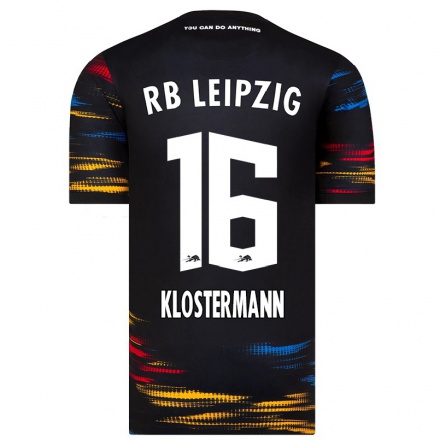 Kinder Fußball Lukas Klostermann #16 Schwarz Gelb Auswärtstrikot Trikot 2021/22 T-Shirt