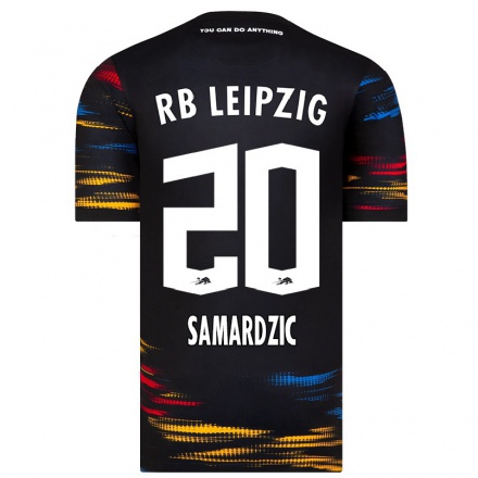 Kinder Fußball Lazar Samardzic #20 Schwarz Gelb Auswärtstrikot Trikot 2021/22 T-Shirt