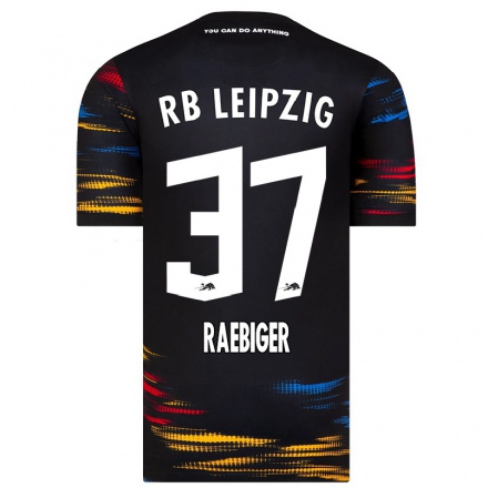 Kinder Fußball Sidney Raebiger #37 Schwarz Gelb Auswärtstrikot Trikot 2021/22 T-Shirt