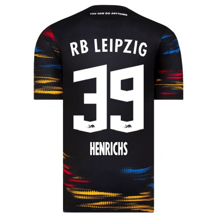 Kinder Fußball Benjamin Henrichs #39 Schwarz Gelb Auswärtstrikot Trikot 2021/22 T-Shirt