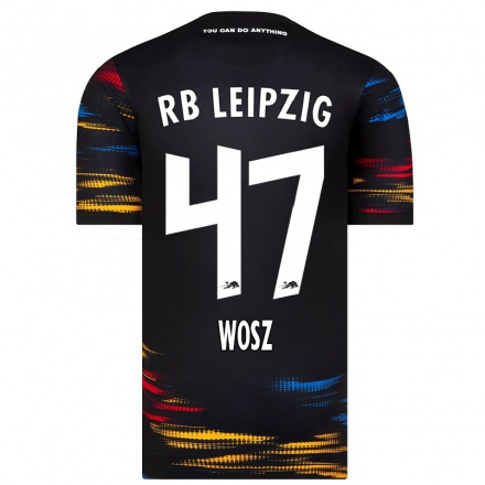 Kinder Fußball Joscha Wosz #47 Schwarz Gelb Auswärtstrikot Trikot 2021/22 T-Shirt