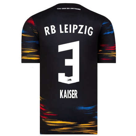 Kinder Fußball Johanna Kaiser #3 Schwarz Gelb Auswärtstrikot Trikot 2021/22 T-Shirt