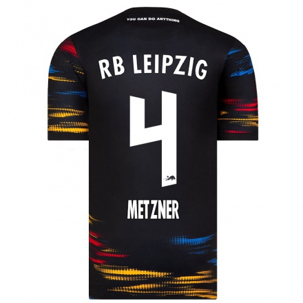 Kinder Fußball Anika Metzner #4 Schwarz Gelb Auswärtstrikot Trikot 2021/22 T-Shirt