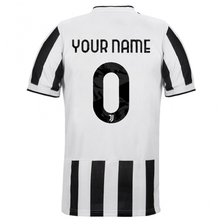 Kinder Fußball Dein Name #0 Weiß Schwarz Heimtrikot Trikot 2021/22 T-Shirt