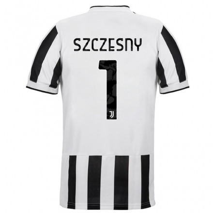 Kinder Fußball Wojciech Szczesny #1 Weiß Schwarz Heimtrikot Trikot 2021/22 T-Shirt