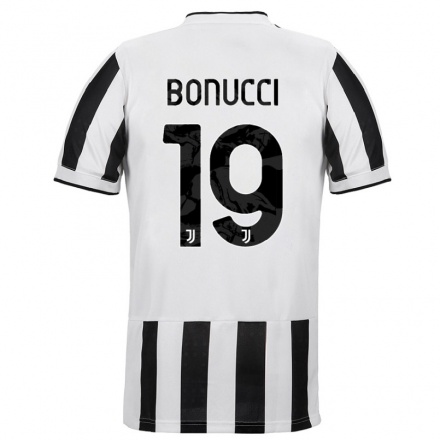 Kinder Fußball Leonardo Bonucci #19 Weiß Schwarz Heimtrikot Trikot 2021/22 T-shirt