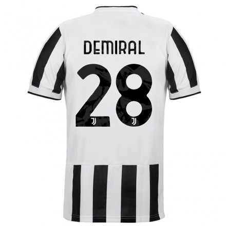 Kinder Fußball Merih Demiral #28 Weiß Schwarz Heimtrikot Trikot 2021/22 T-Shirt