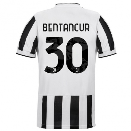 Kinder Fußball Rodrigo Bentancur #30 Weiß Schwarz Heimtrikot Trikot 2021/22 T-Shirt