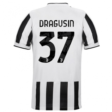 Kinder Fußball Radu Dragusin #37 Weiß Schwarz Heimtrikot Trikot 2021/22 T-shirt