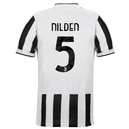 Kinder Fußball Amanda Nilden #5 Weiß Schwarz Heimtrikot Trikot 2021/22 T-Shirt