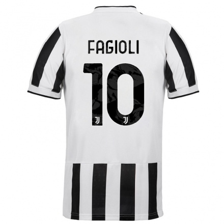 Kinder Fußball Nicolo Fagioli #10 Weiß Schwarz Heimtrikot Trikot 2021/22 T-Shirt