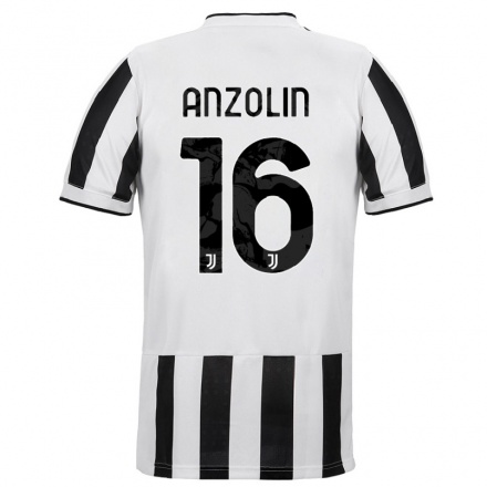 Kinder Fußball Matteo Anzolin #16 Weiß Schwarz Heimtrikot Trikot 2021/22 T-Shirt