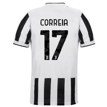 Kinder Fußball Felix Correia #17 Weiß Schwarz Heimtrikot Trikot 2021/22 T-shirt