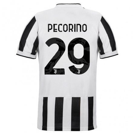 Kinder Fußball Emanuele Pecorino #29 Weiß Schwarz Heimtrikot Trikot 2021/22 T-Shirt