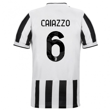 Kinder Fußball Sara Caiazzo #6 Weiß Schwarz Heimtrikot Trikot 2021/22 T-Shirt